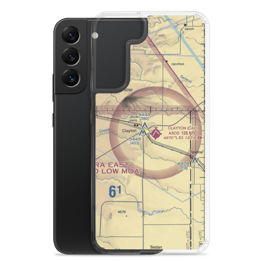 Clayton Municipal Airpark (CAO) VFR Sectional Samsung Case Samsung Galaxy S22 Plus model shown