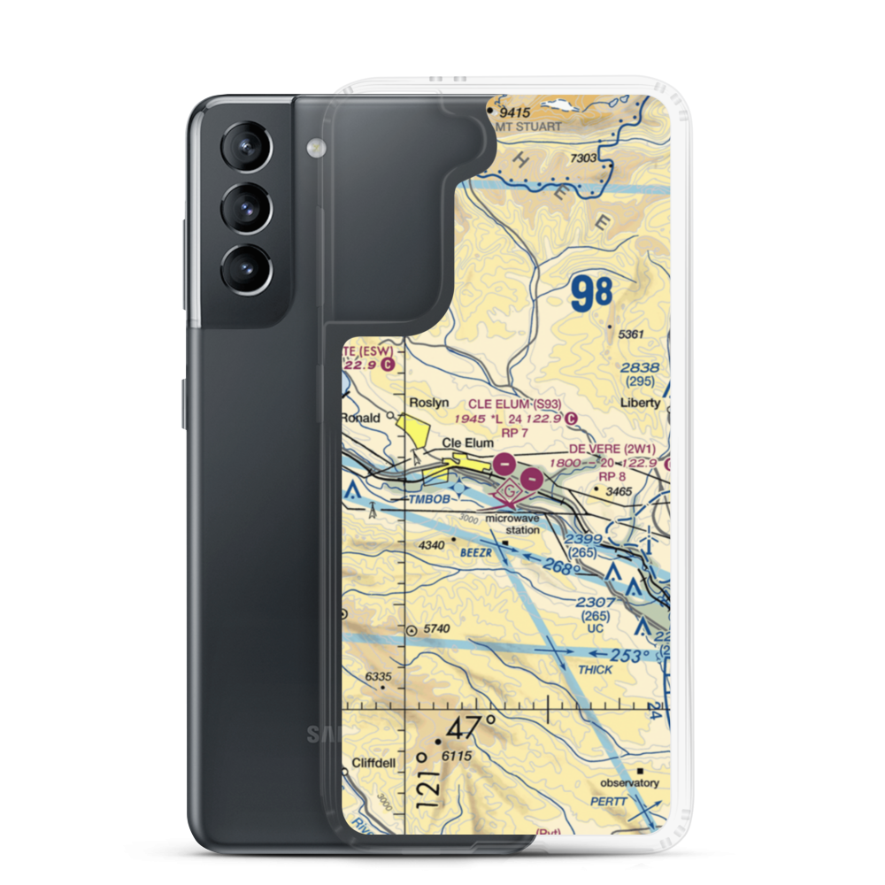 Cle Elum Municipal Airport (S93) VFR Sectional Samsung Case Samsung Galaxy S21 model shown