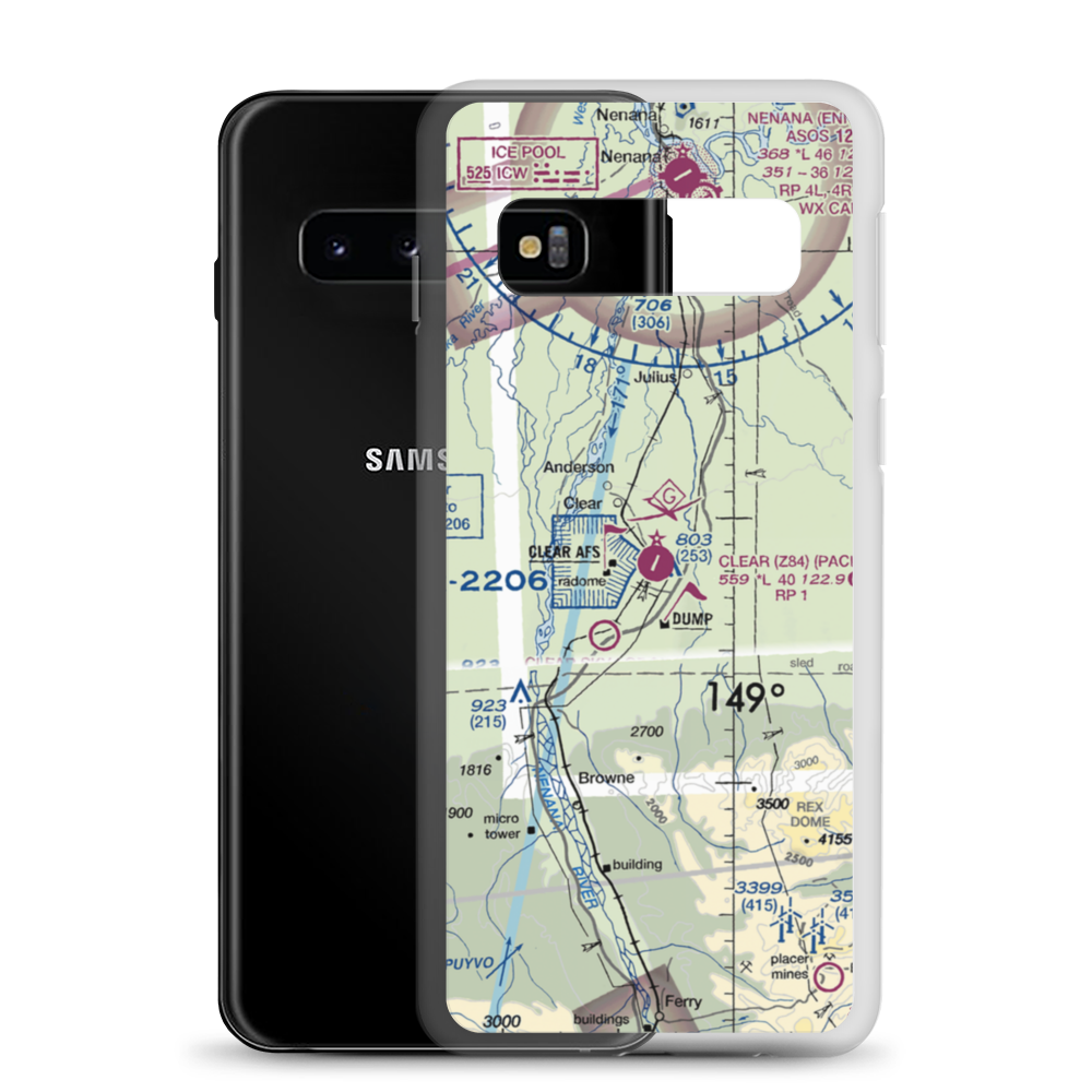 Clear Airport (Z84) VFR Sectional Samsung Case Samsung Galaxy S10 model shown