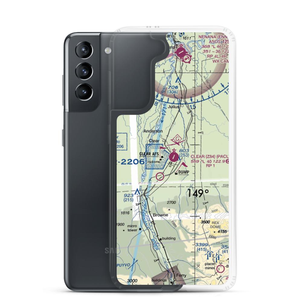 Clear Airport (Z84) VFR Sectional Samsung Case Samsung Galaxy S21 model shown