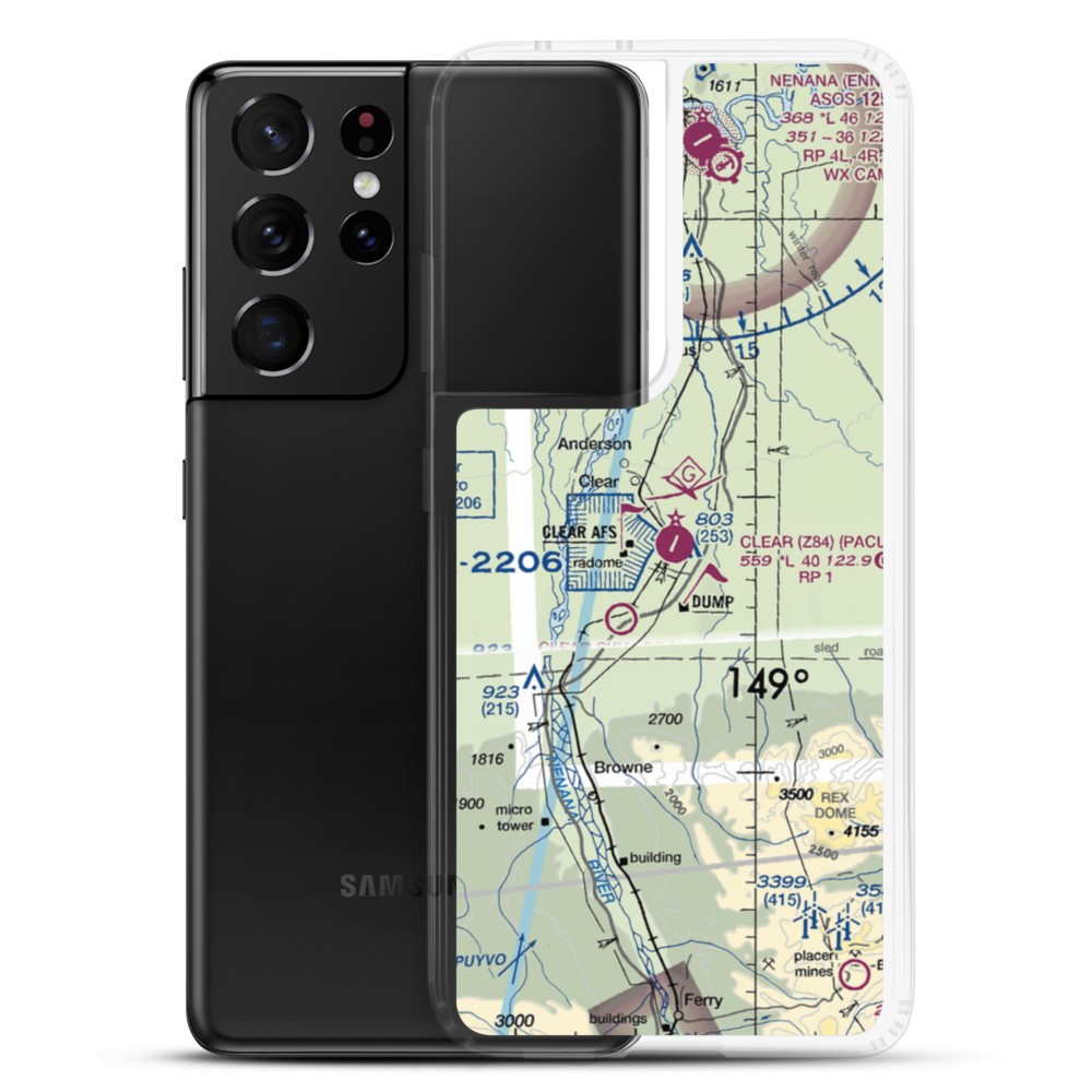 Clear Airport (Z84) VFR Sectional Samsung Case Samsung Galaxy S21 Ultra model shown