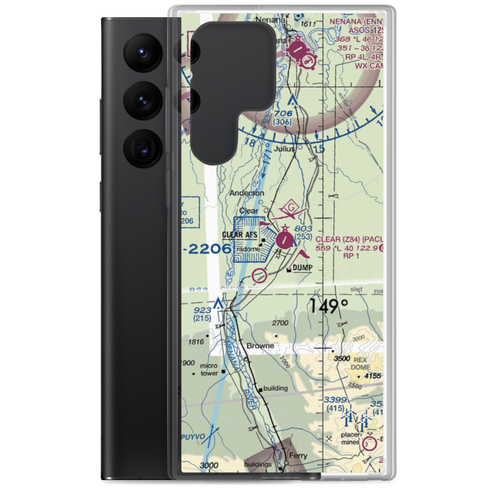 Clear Airport (Z84) VFR Sectional Samsung Case Samsung Galaxy S22 Ultra model shown