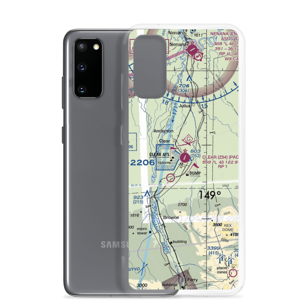 Clear Airport (Z84) VFR Sectional Samsung Case Samsung Galaxy S20 model shown