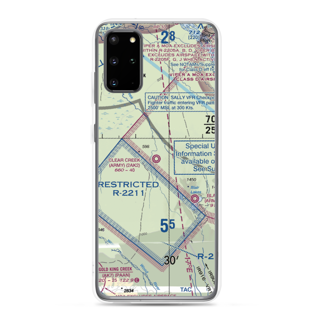 Clear Creek Airport (2AK2) VFR Sectional Samsung Case Samsung Galaxy S20 Plus model shown