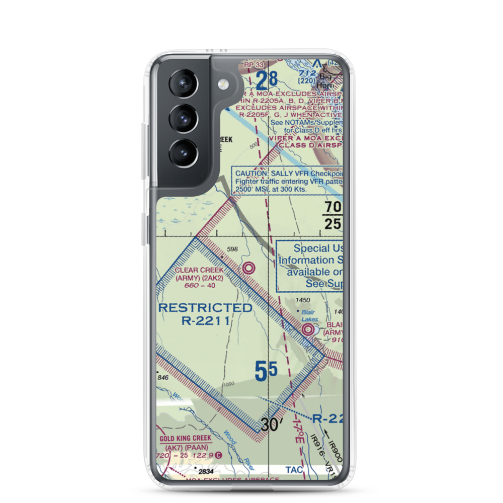 Clear Creek Airport (2AK2) VFR Sectional Samsung Case Samsung Galaxy S21 model shown
