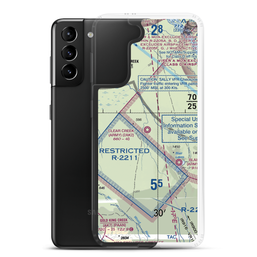 Clear Creek Airport (2AK2) VFR Sectional Samsung Case Samsung Galaxy S21 Plus model shown