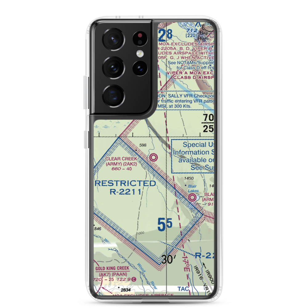 Clear Creek Airport (2AK2) VFR Sectional Samsung Case Samsung Galaxy S21 Ultra model shown