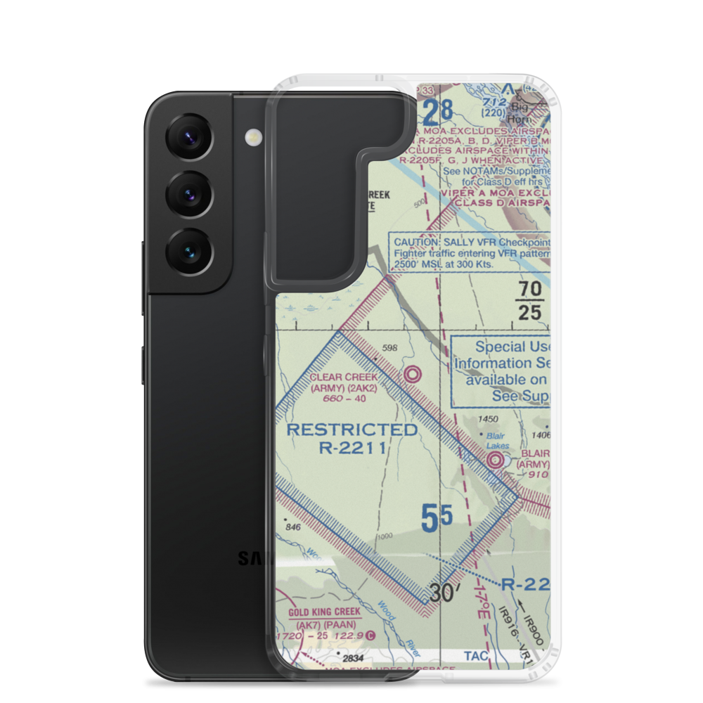 Clear Creek Airport (2AK2) VFR Sectional Samsung Case Samsung Galaxy S22 model shown