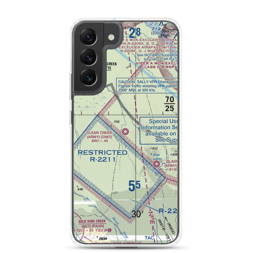 Clear Creek Airport (2AK2) VFR Sectional Samsung Case Samsung Galaxy S22 Plus model shown