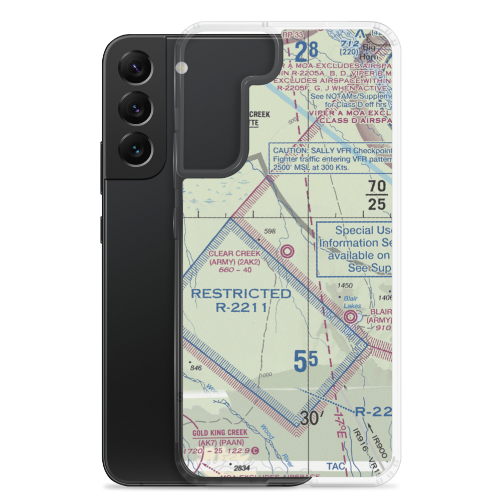 Clear Creek Airport (2AK2) VFR Sectional Samsung Case Samsung Galaxy S22 Plus model shown