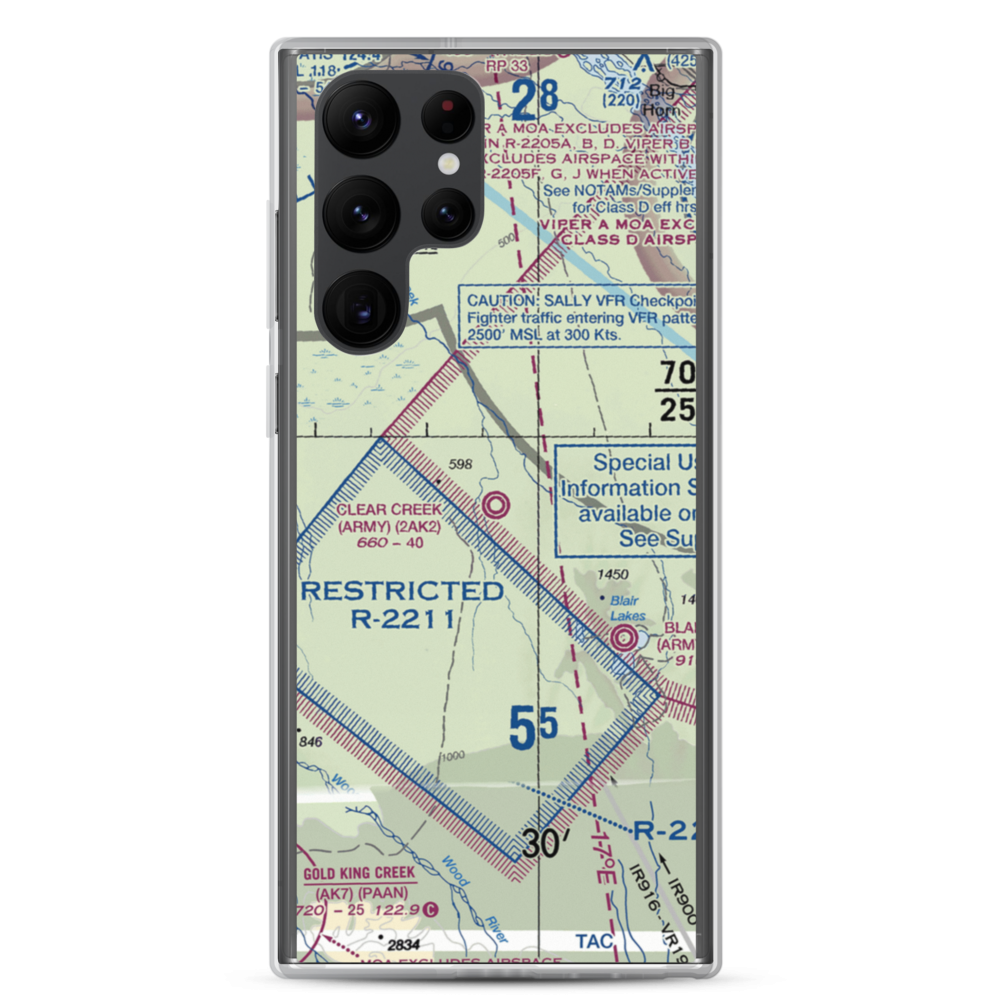 Clear Creek Airport (2AK2) VFR Sectional Samsung Case Samsung Galaxy S22 Ultra model shown