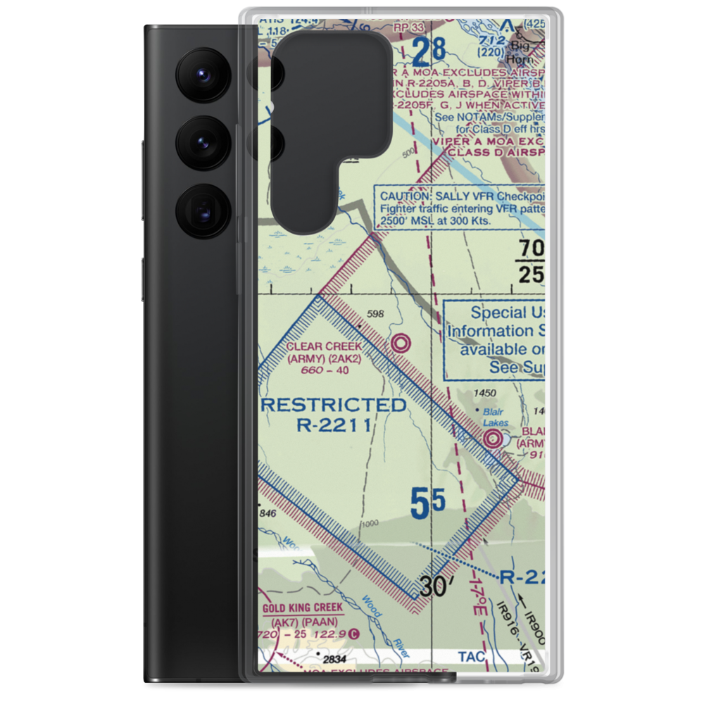 Clear Creek Airport (2AK2) VFR Sectional Samsung Case Samsung Galaxy S22 Ultra model shown
