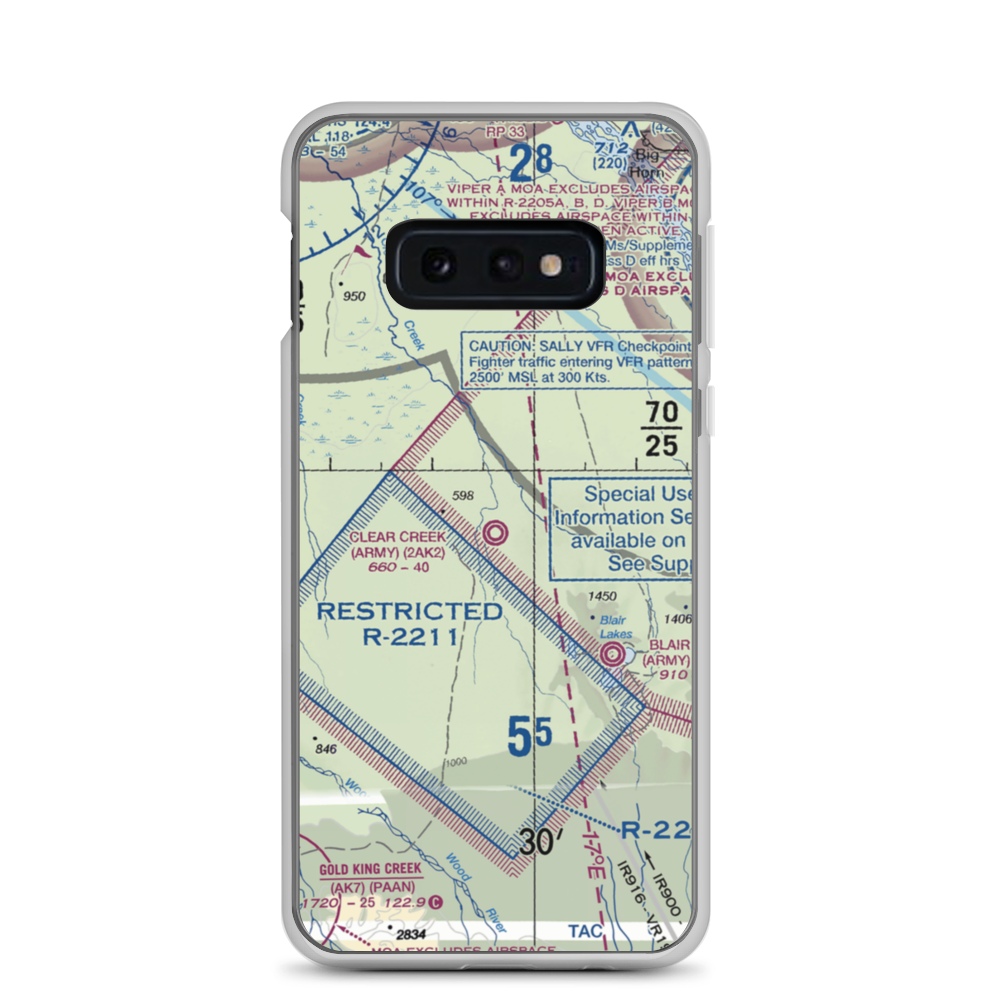 Clear Creek Airport (2AK2) VFR Sectional Samsung Case Samsung Galaxy S10e model shown