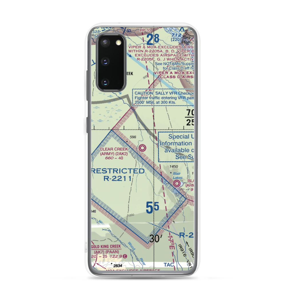 Clear Creek Airport (2AK2) VFR Sectional Samsung Case Samsung Galaxy S20 model shown