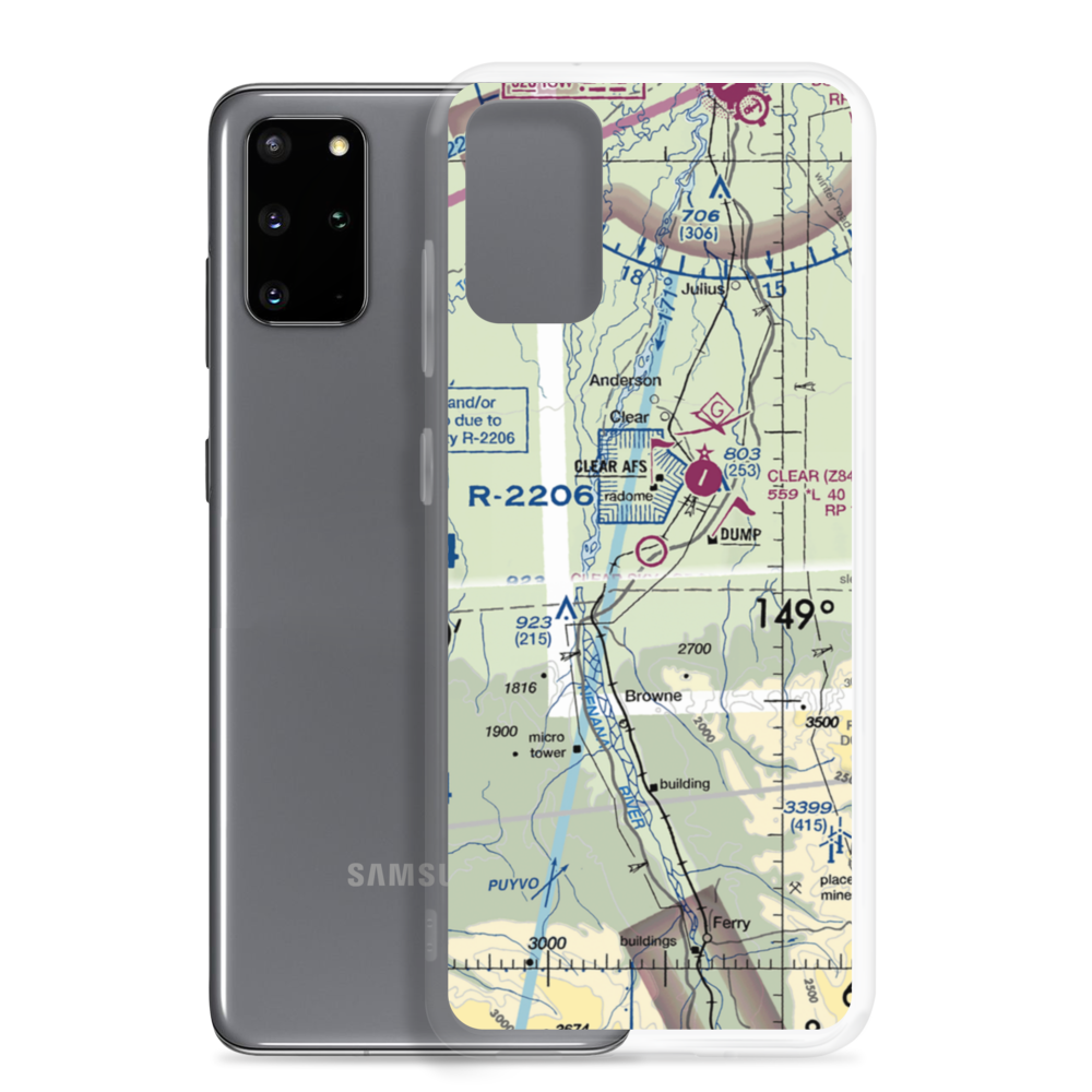 Clear Sky Lodge Airport (CLF) VFR Sectional Samsung Case Samsung Galaxy S20 Plus model shown