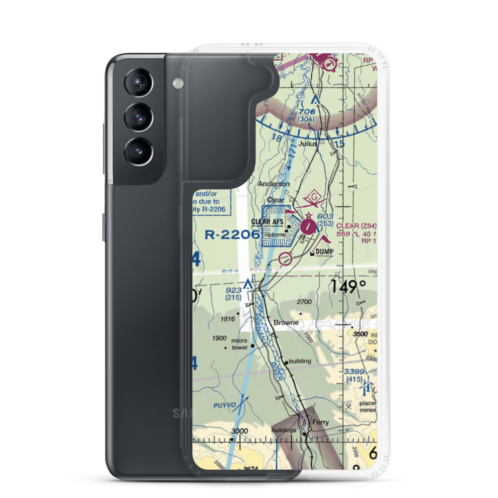 Clear Sky Lodge Airport (CLF) VFR Sectional Samsung Case Samsung Galaxy S21 model shown