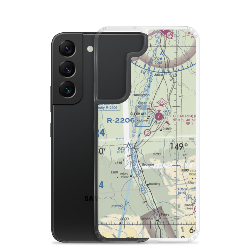 Clear Sky Lodge Airport (CLF) VFR Sectional Samsung Case Samsung Galaxy S22 model shown