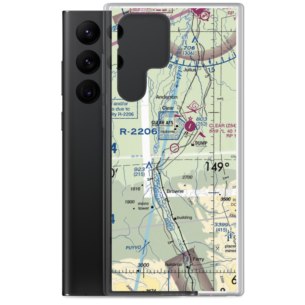 Clear Sky Lodge Airport (CLF) VFR Sectional Samsung Case Samsung Galaxy S22 Ultra model shown