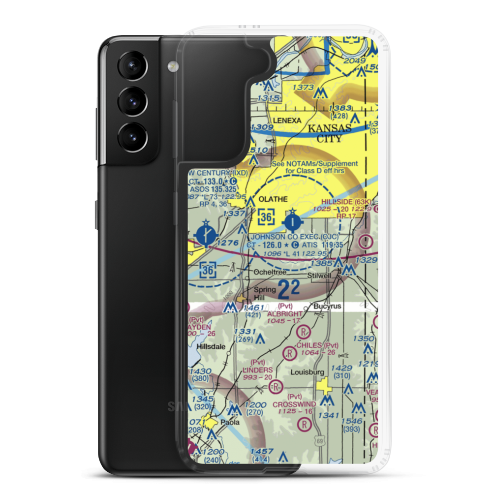 Clear View Farm Airport (97KS) VFR Sectional Samsung Case Samsung Galaxy S21 Plus model shown