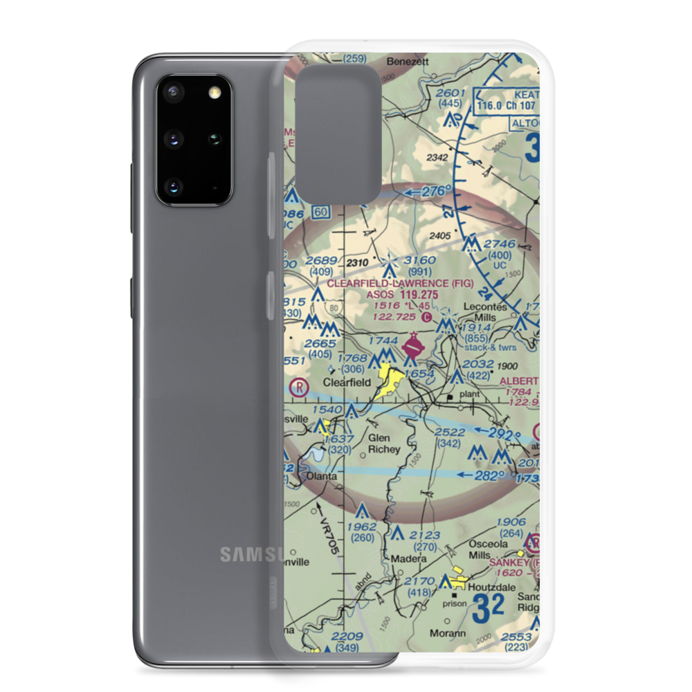 Clearfield Lawrence Airport (FIG) VFR Sectional Samsung Case Samsung Galaxy S20 Plus model shown