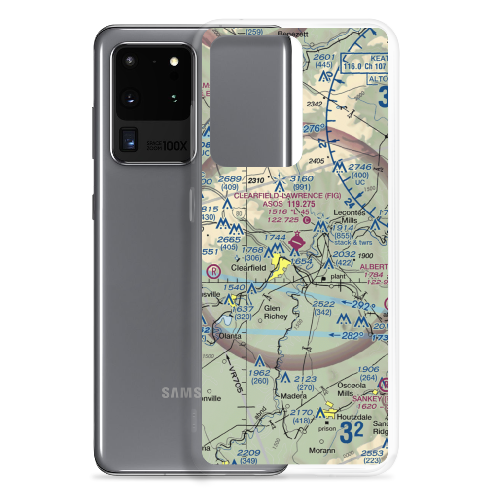 Clearfield Lawrence Airport (FIG) VFR Sectional Samsung Case Samsung Galaxy S20 Ultra model shown