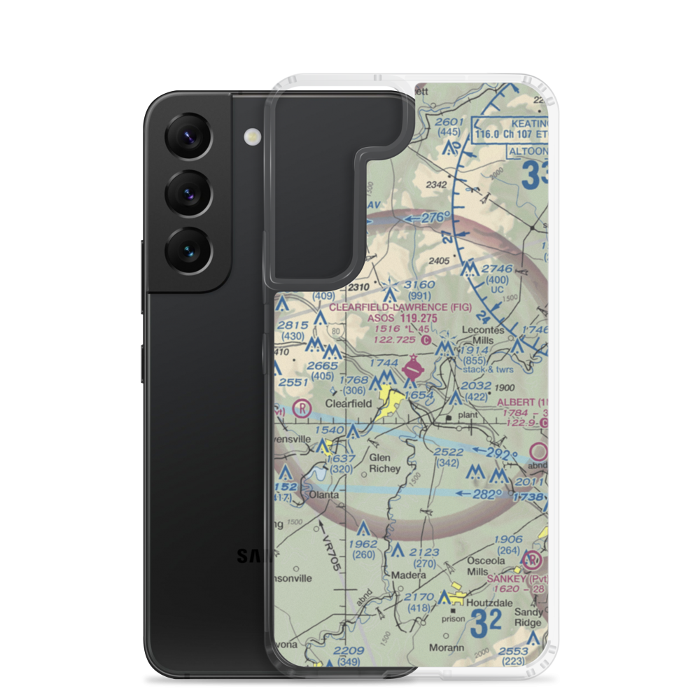 Clearfield Lawrence Airport (FIG) VFR Sectional Samsung Case Samsung Galaxy S22 model shown
