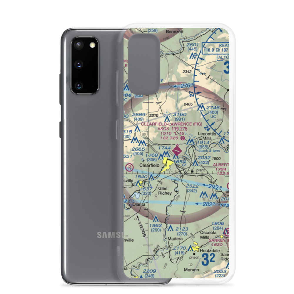 Clearfield Lawrence Airport (FIG) VFR Sectional Samsung Case Samsung Galaxy S20 model shown