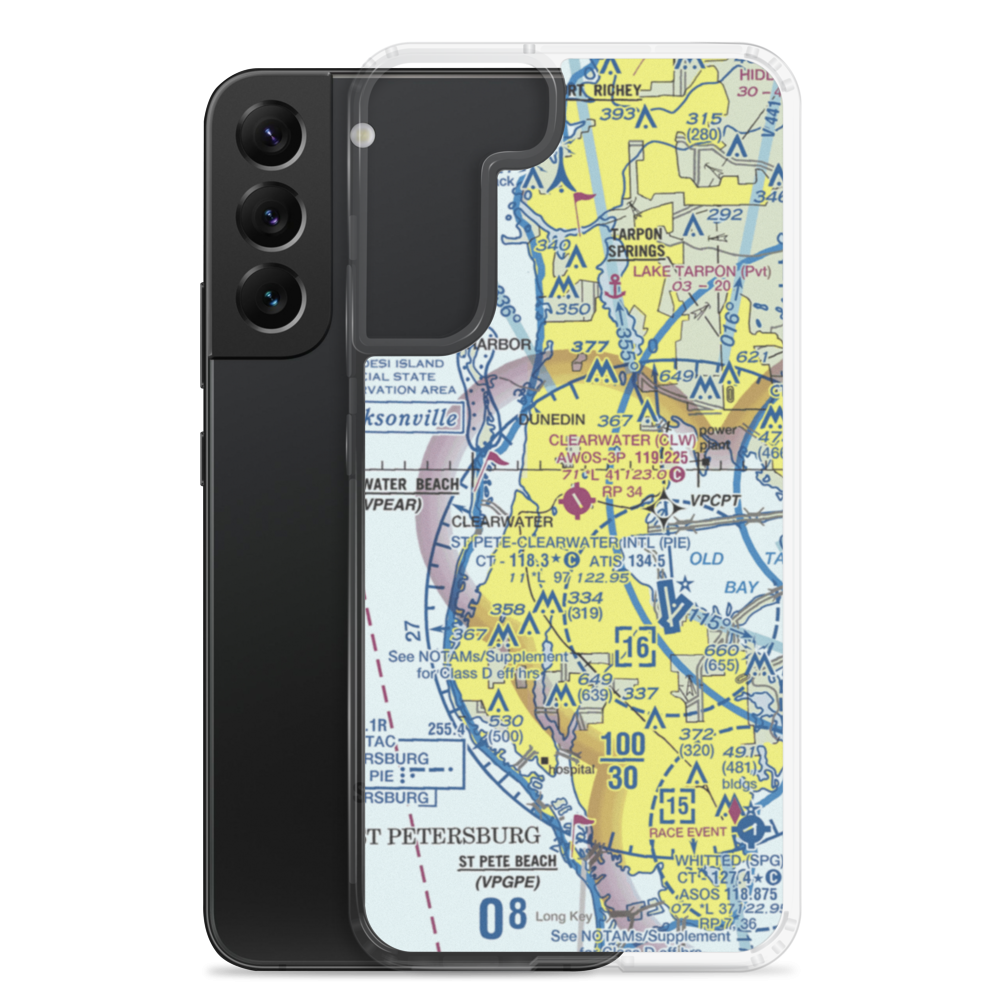 Clearwater Air Park (CLW) VFR Sectional Samsung Case Samsung Galaxy S22 Plus model shown