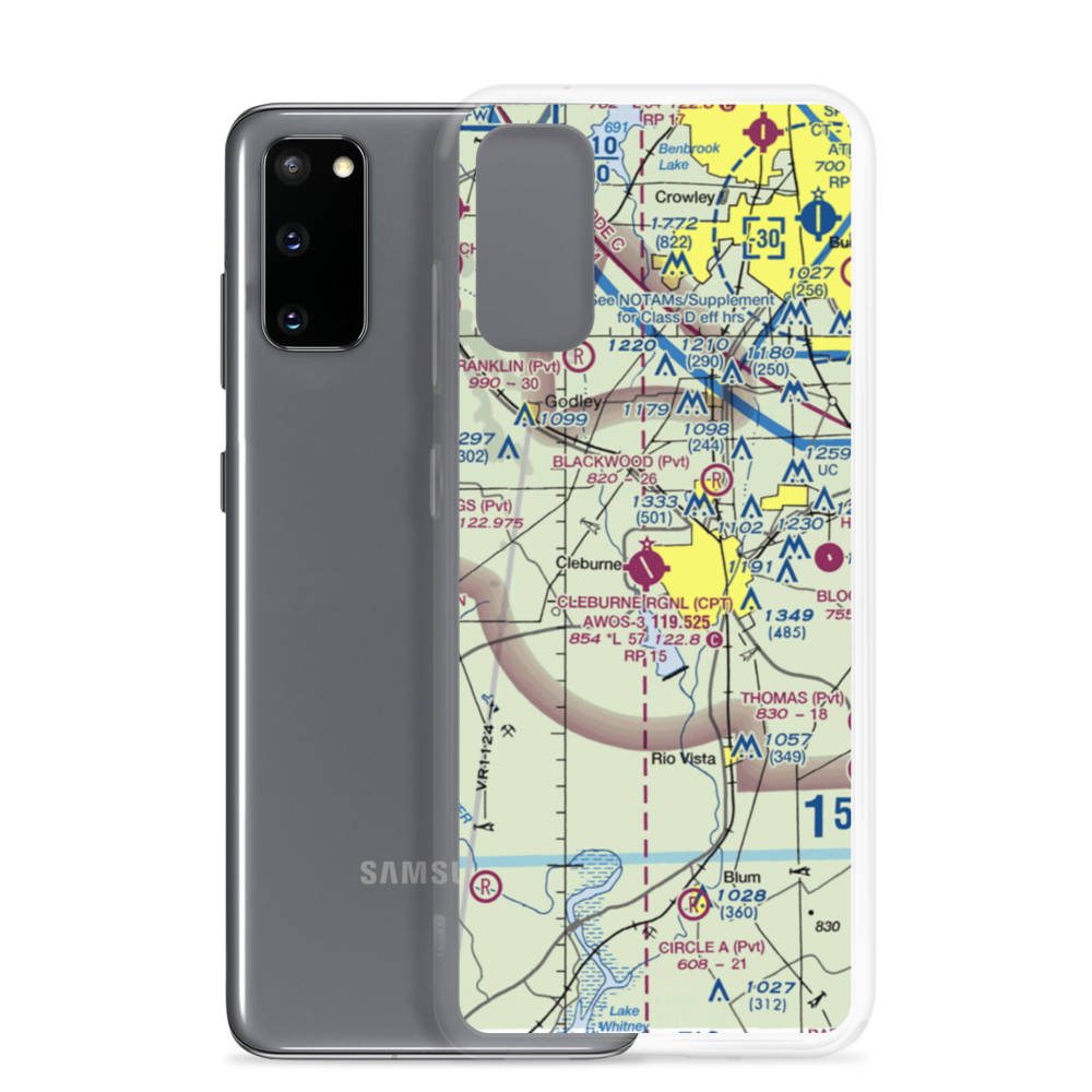 Cleburne Municipal Airport (CPT) VFR Sectional Samsung Case Samsung Galaxy S20 model shown