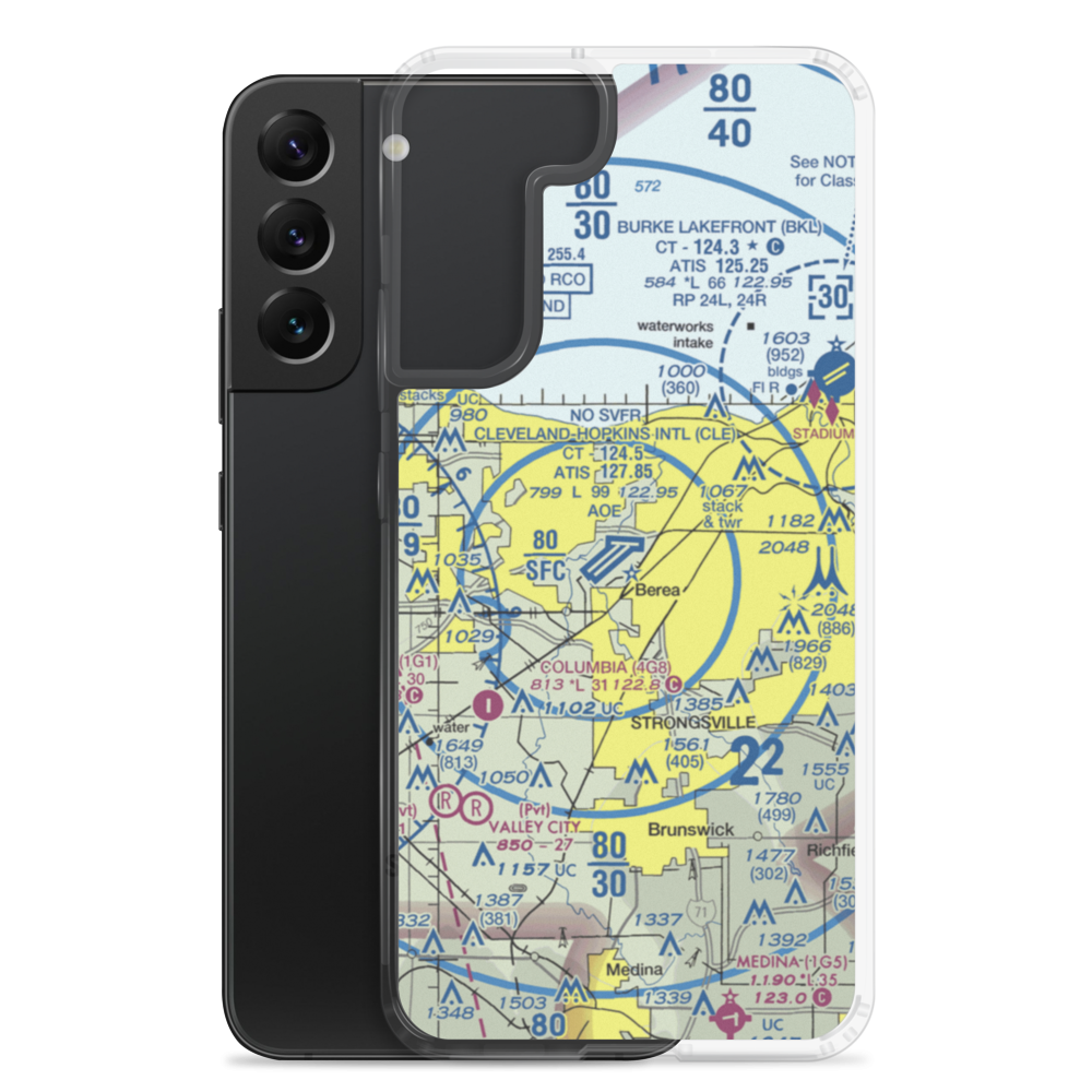 Cleveland Hopkins International Airport (CLE) VFR Sectional Samsung Case Samsung Galaxy S22 Plus model shown