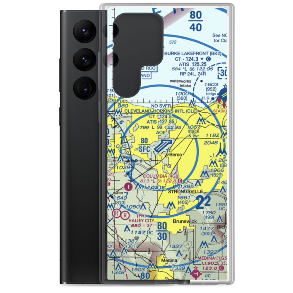 Cleveland Hopkins International Airport (CLE) VFR Sectional Samsung Case Samsung Galaxy S22 Ultra model shown