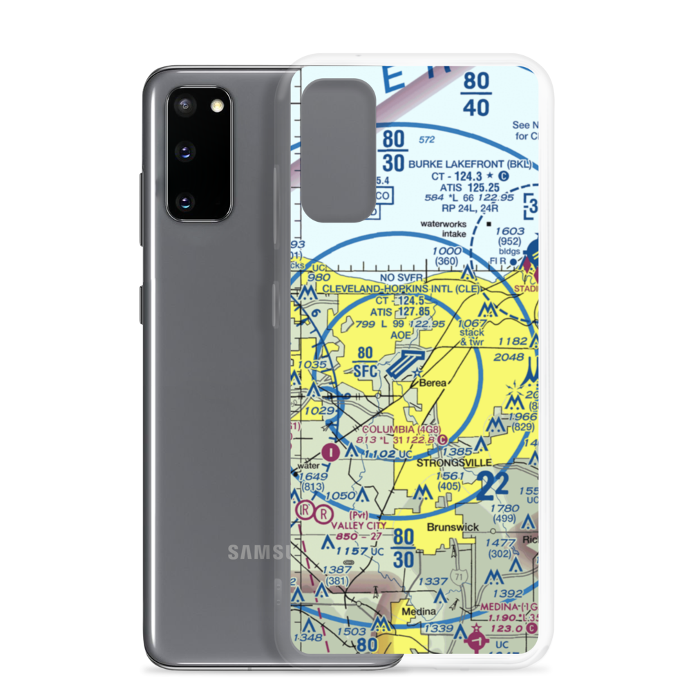 Cleveland Hopkins International Airport (CLE) VFR Sectional Samsung Case Samsung Galaxy S20 model shown