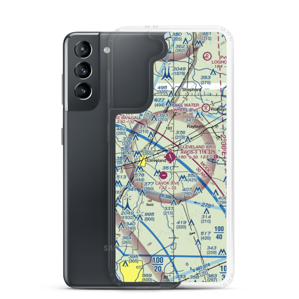Cleveland Municipal Airport (6R3) VFR Sectional Samsung Case Samsung Galaxy S21 model shown