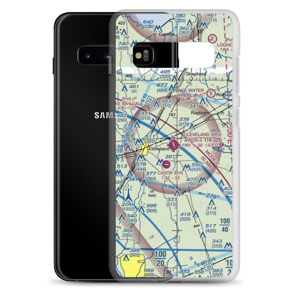 Cleveland Municipal Airport (6R3) VFR Sectional Samsung Case Samsung Galaxy S10+ model shown