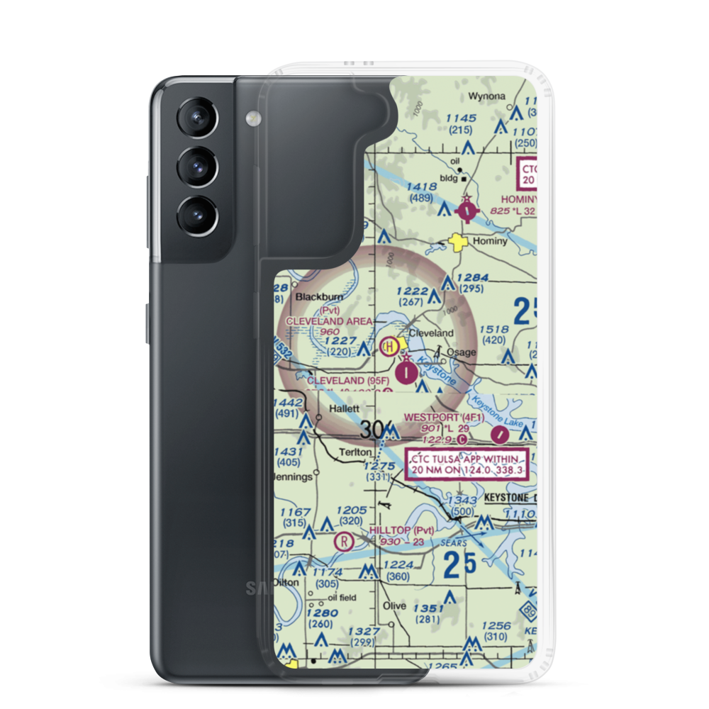 Cleveland Municipal Airport (95F) VFR Sectional Samsung Case Samsung Galaxy S21 model shown