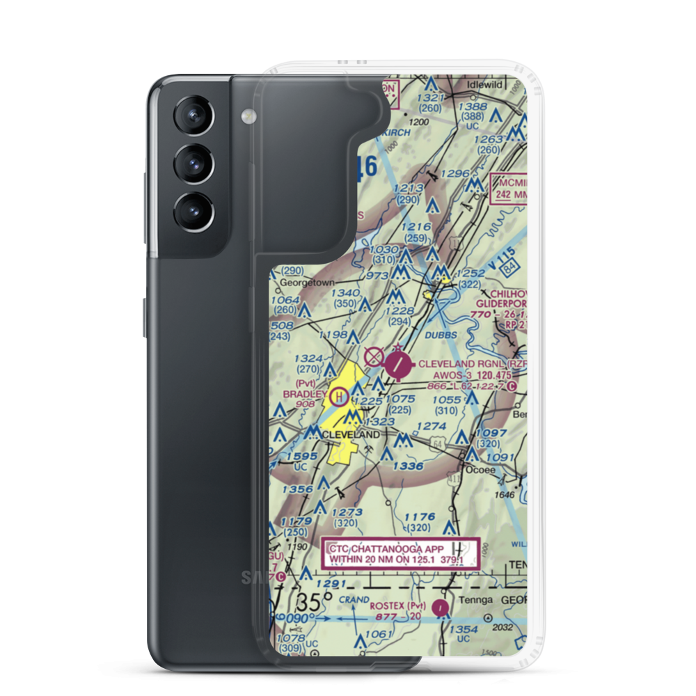 Cleveland Regional Jetport (RZR) VFR Sectional Samsung Case Samsung Galaxy S21 model shown