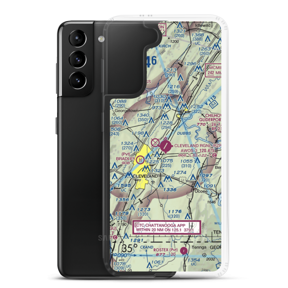 Cleveland Regional Jetport (RZR) VFR Sectional Samsung Case Samsung Galaxy S21 Plus model shown