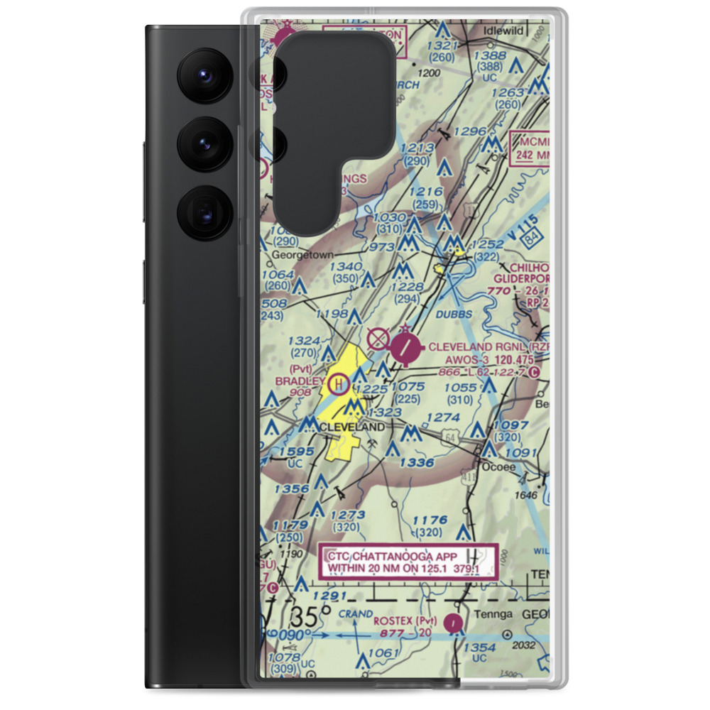 Cleveland Regional Jetport (RZR) VFR Sectional Samsung Case Samsung Galaxy S22 Ultra model shown