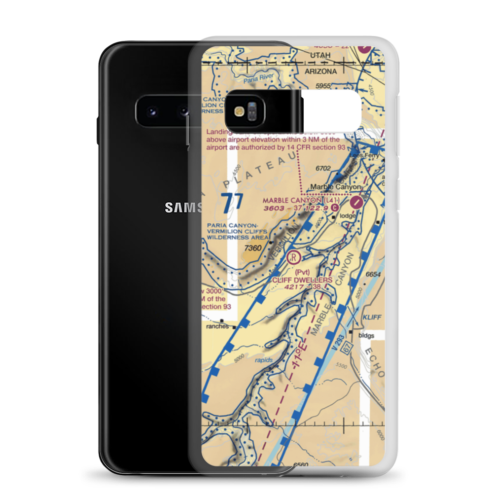 Cliff Dwellers Lodge Airport (AZ03) VFR Sectional Samsung Case Samsung Galaxy S10 model shown