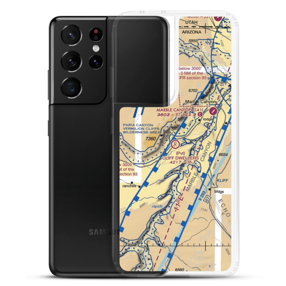 Cliff Dwellers Lodge Airport (AZ03) VFR Sectional Samsung Case Samsung Galaxy S21 Ultra model shown