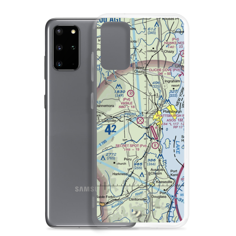 Clinton County Airport (PLB) VFR Sectional Samsung Case Samsung Galaxy S20 Plus model shown