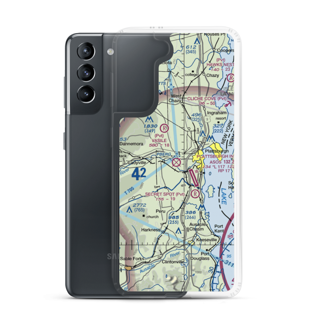 Clinton County Airport (PLB) VFR Sectional Samsung Case Samsung Galaxy S21 model shown