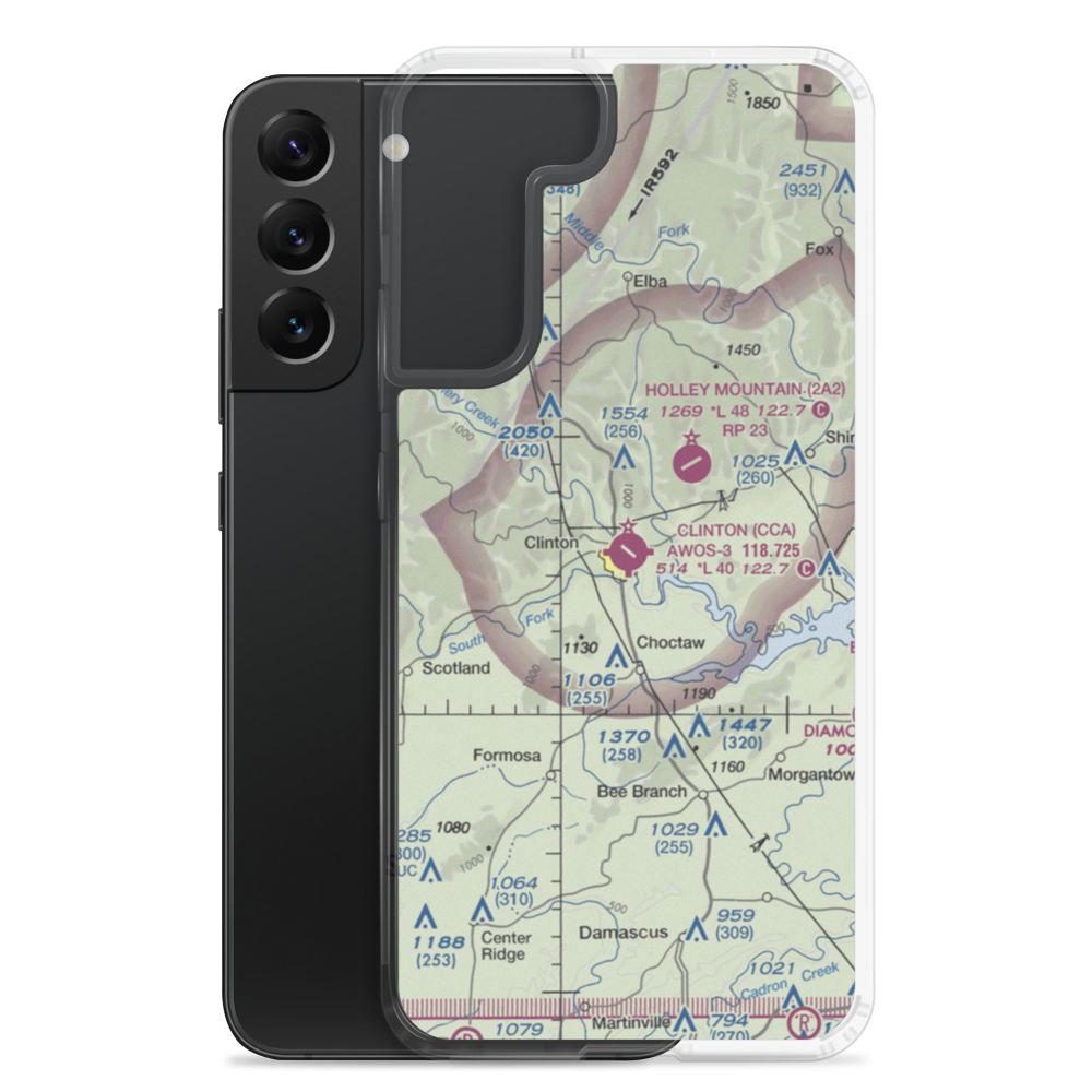 Clinton Municipal Airport (CCA) VFR Sectional Samsung Case Samsung Galaxy S22 Plus model shown
