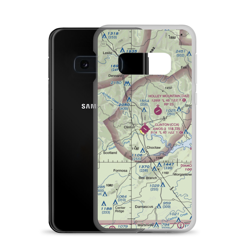 Clinton Municipal Airport (CCA) VFR Sectional Samsung Case Samsung Galaxy S10e model shown