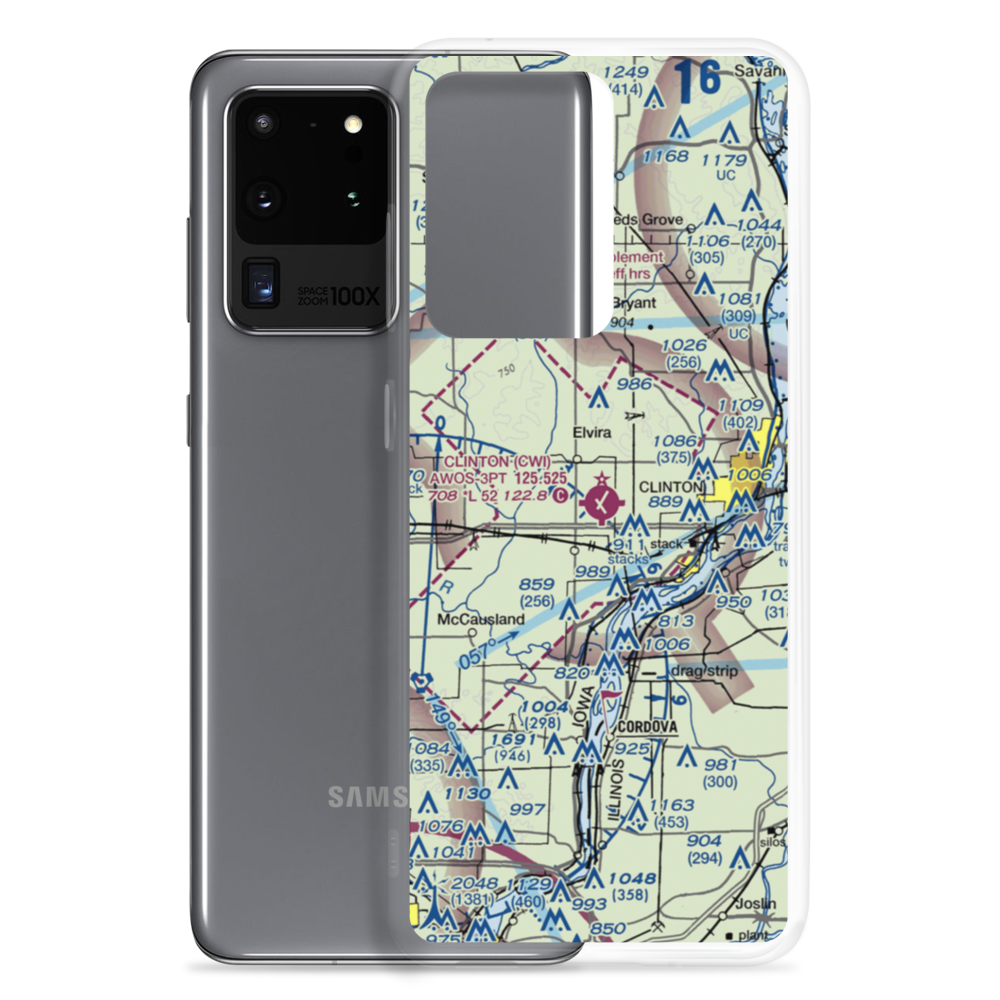 Clinton Municipal Airport (CWI) VFR Sectional Samsung Case Samsung Galaxy S20 Ultra model shown