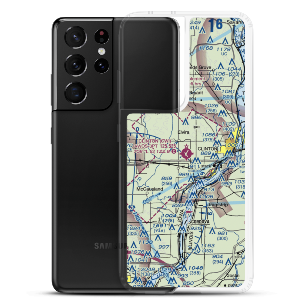 Clinton Municipal Airport (CWI) VFR Sectional Samsung Case Samsung Galaxy S21 Ultra model shown