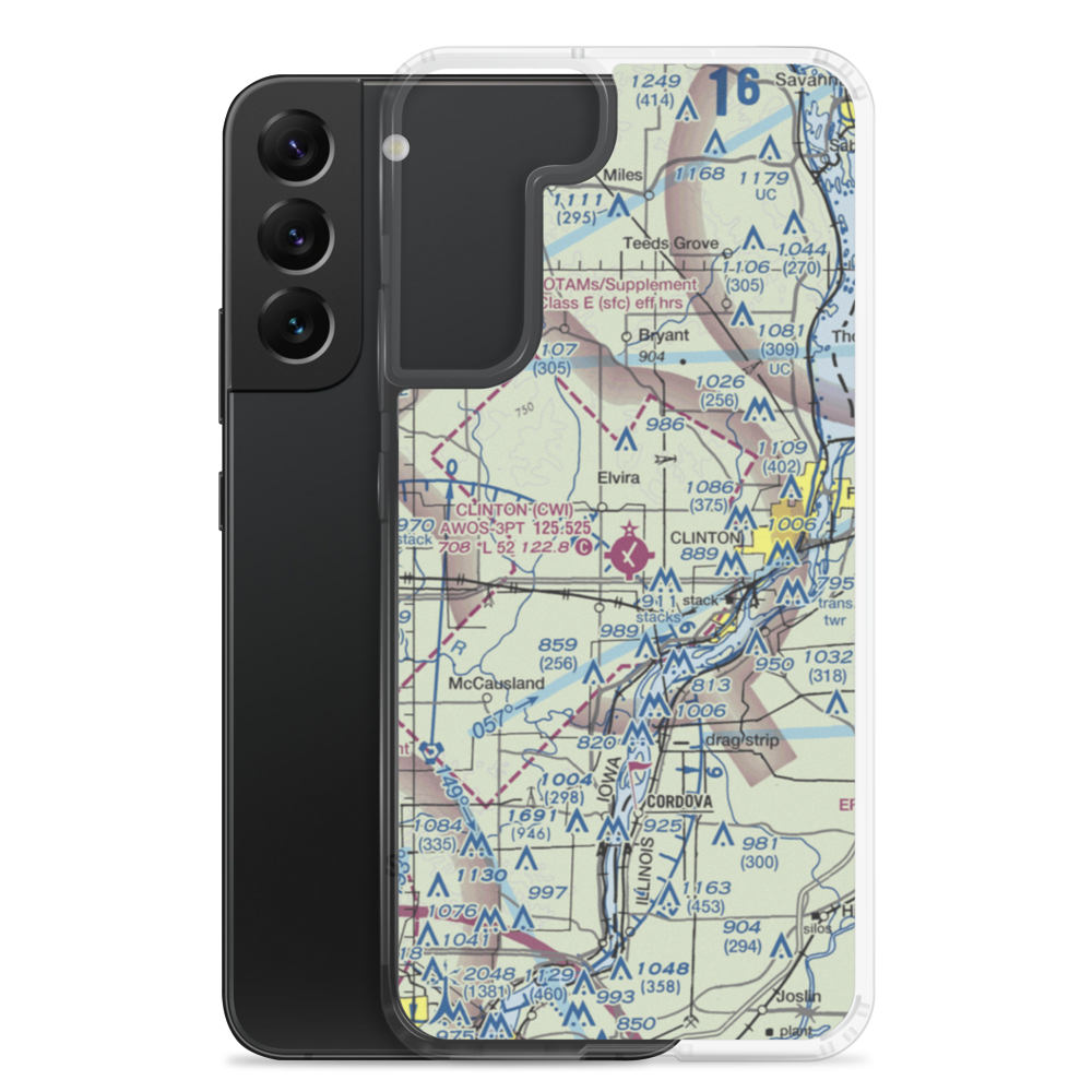 Clinton Municipal Airport (CWI) VFR Sectional Samsung Case Samsung Galaxy S22 Plus model shown
