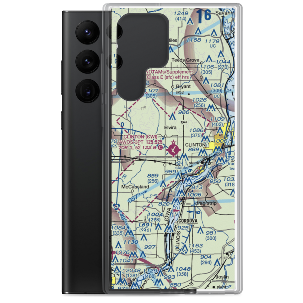 Clinton Municipal Airport (CWI) VFR Sectional Samsung Case Samsung Galaxy S22 Ultra model shown