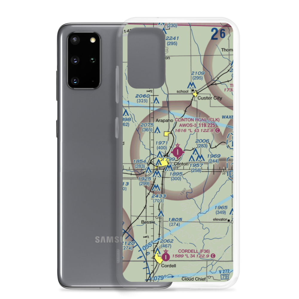 Clinton Regional Airport (CLK) VFR Sectional Samsung Case Samsung Galaxy S20 Plus model shown