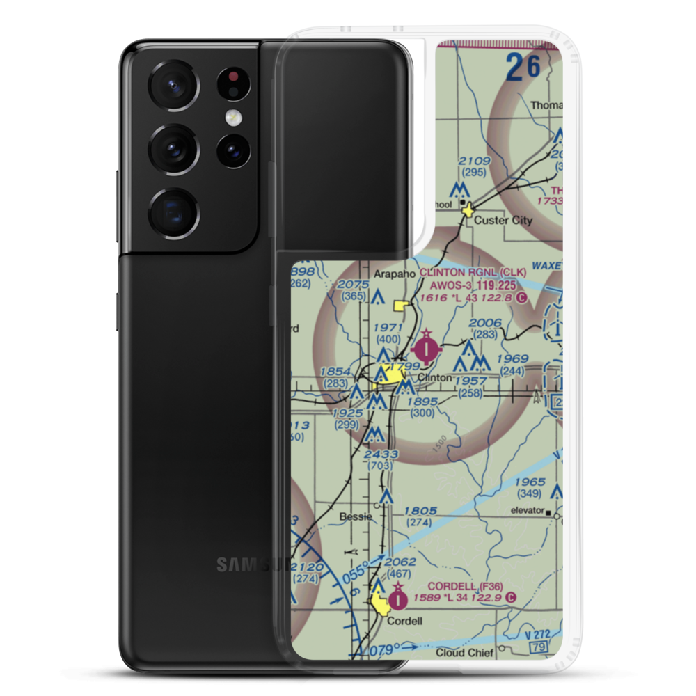 Clinton Regional Airport (CLK) VFR Sectional Samsung Case Samsung Galaxy S21 Ultra model shown